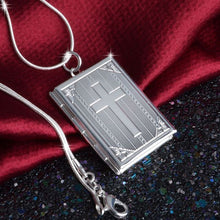 Load image into Gallery viewer, Cross Bible Photo Frame Necklace Locket