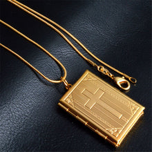 Load image into Gallery viewer, Cross Bible Photo Frame Necklace Locket