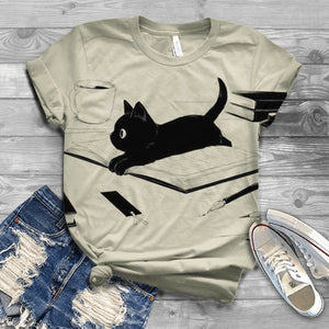 Harajuku Женская футболка Women Summer Short Sleeve Digital 3D Cat Printed O-Neck Tops T Shirt Femme T-Shirts Mujer Camisetas