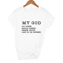 Load image into Gallery viewer, Way Maker Miracle Worker My God T-shirt Christian Women Summer Short Sleeve Woman T-shirt Faith Graphic T-shirt Top Female
