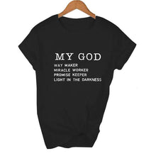Load image into Gallery viewer, Way Maker Miracle Worker My God T-shirt Christian Women Summer Short Sleeve Woman T-shirt Faith Graphic T-shirt Top Female