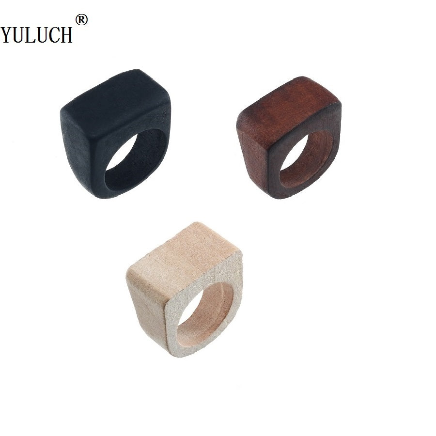 Natural Wooden Geometric Bohemia Style Rings