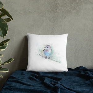 Blue Birdie of Happiness Throw Pillow