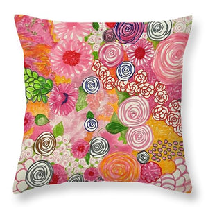 Happy Little Flowers - Throw Pillow