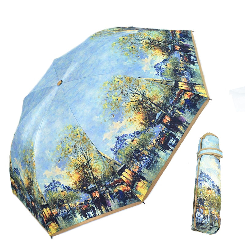 Van Gogh Painted Umbrella (Folds Up)
