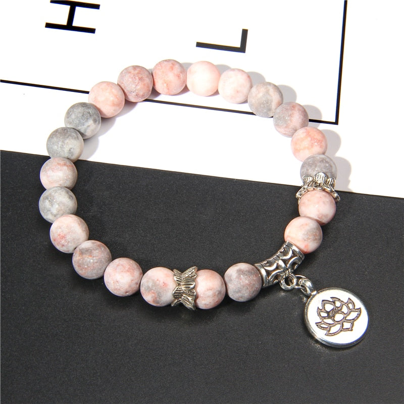 Natural Stone Bracelet with Charm