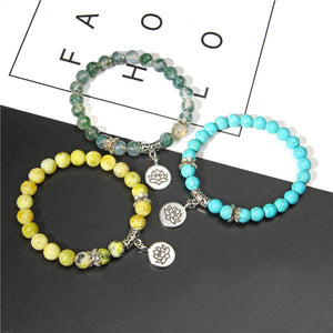 Natural Stone Bracelet with Charm