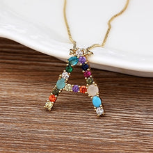 Load image into Gallery viewer, Initial Necklace in colorful rhinestones