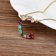 Load image into Gallery viewer, Initial Necklace in colorful rhinestones