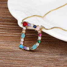 Load image into Gallery viewer, Initial Necklace in colorful rhinestones