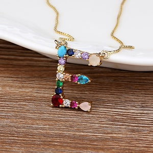 Initial Necklace in colorful rhinestones