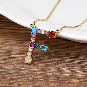 Initial Necklace in colorful rhinestones