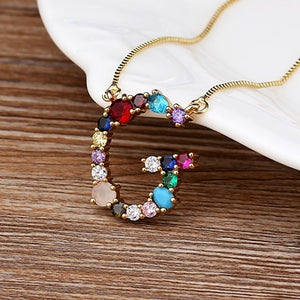 Initial Necklace in colorful rhinestones