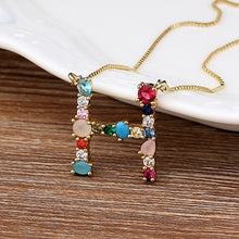 Load image into Gallery viewer, Initial Necklace in colorful rhinestones