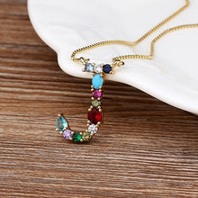 Load image into Gallery viewer, Initial Necklace in colorful rhinestones
