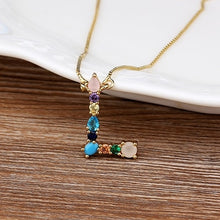 Load image into Gallery viewer, Initial Necklace in colorful rhinestones