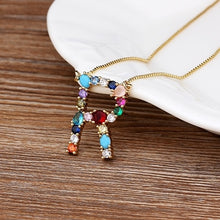 Load image into Gallery viewer, Initial Necklace in colorful rhinestones
