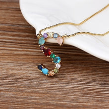 Load image into Gallery viewer, Initial Necklace in colorful rhinestones