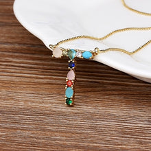 Load image into Gallery viewer, Initial Necklace in colorful rhinestones