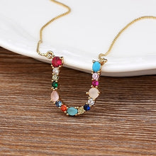 Load image into Gallery viewer, Initial Necklace in colorful rhinestones