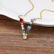 Load image into Gallery viewer, Initial Necklace in colorful rhinestones