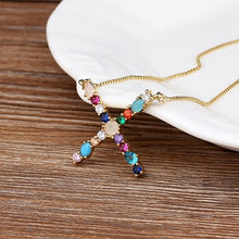 Load image into Gallery viewer, Initial Necklace in colorful rhinestones