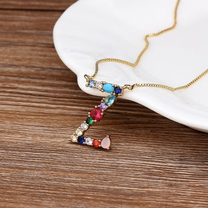 Initial Necklace in colorful rhinestones
