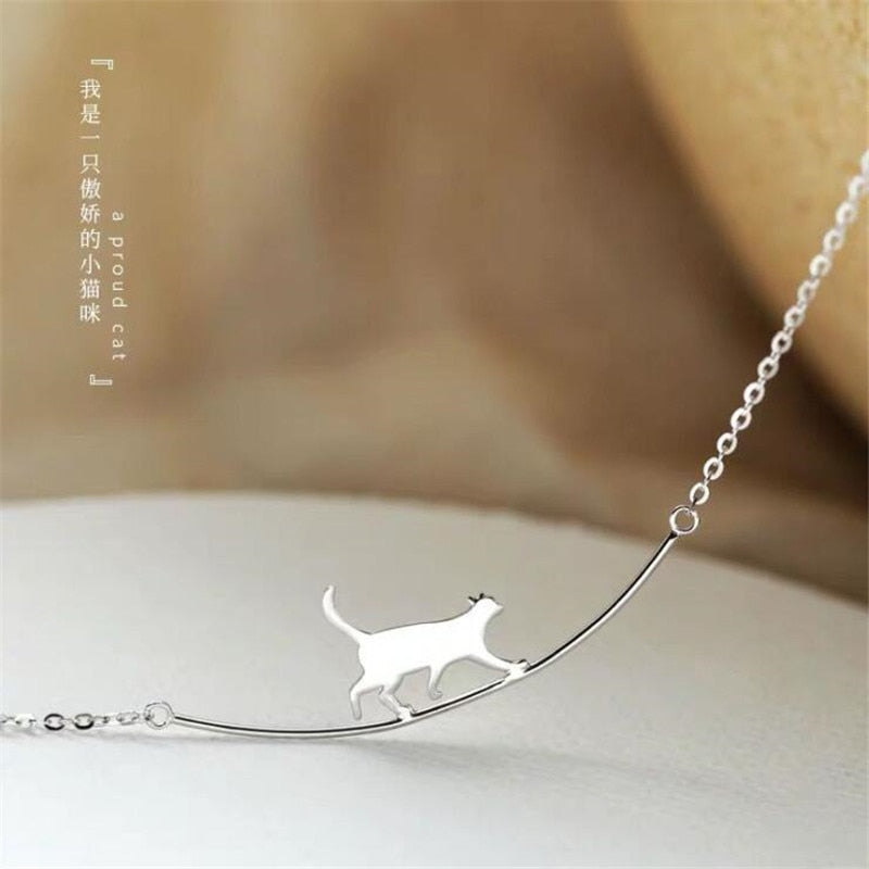 Cat-like Balance Sterling Silver Necklace
